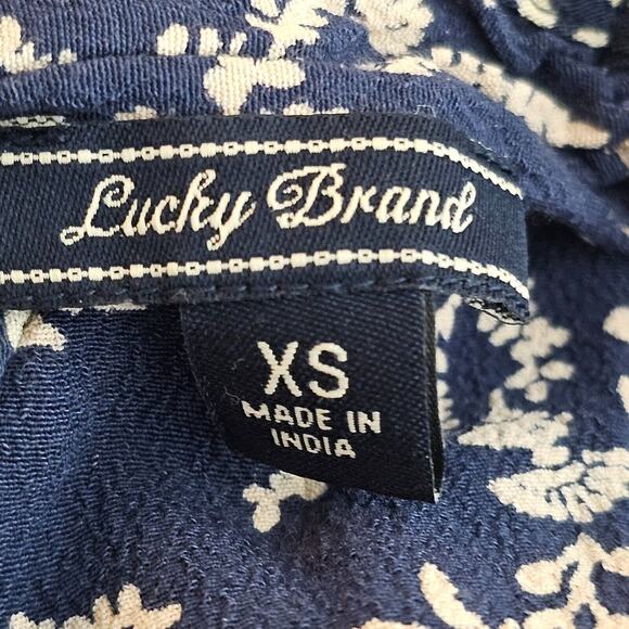 Lucky Brand Womens Floral Blue Jumpsuit Romper Sleeveless Halter Size XS Pocket - Picture 8 of 13